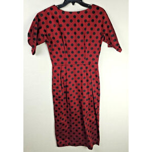 ASOS Red & Black Dot Short Sleeve MIDI Dress Size 6 - 98% Cotton